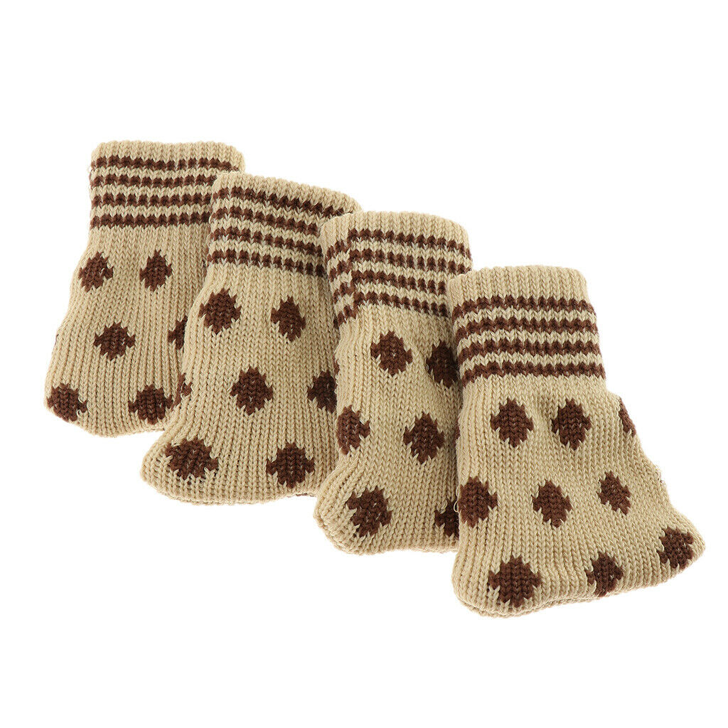 4pcs Knitted Furniture Feet Socks Chair Leg Floor Protector Covers Dots