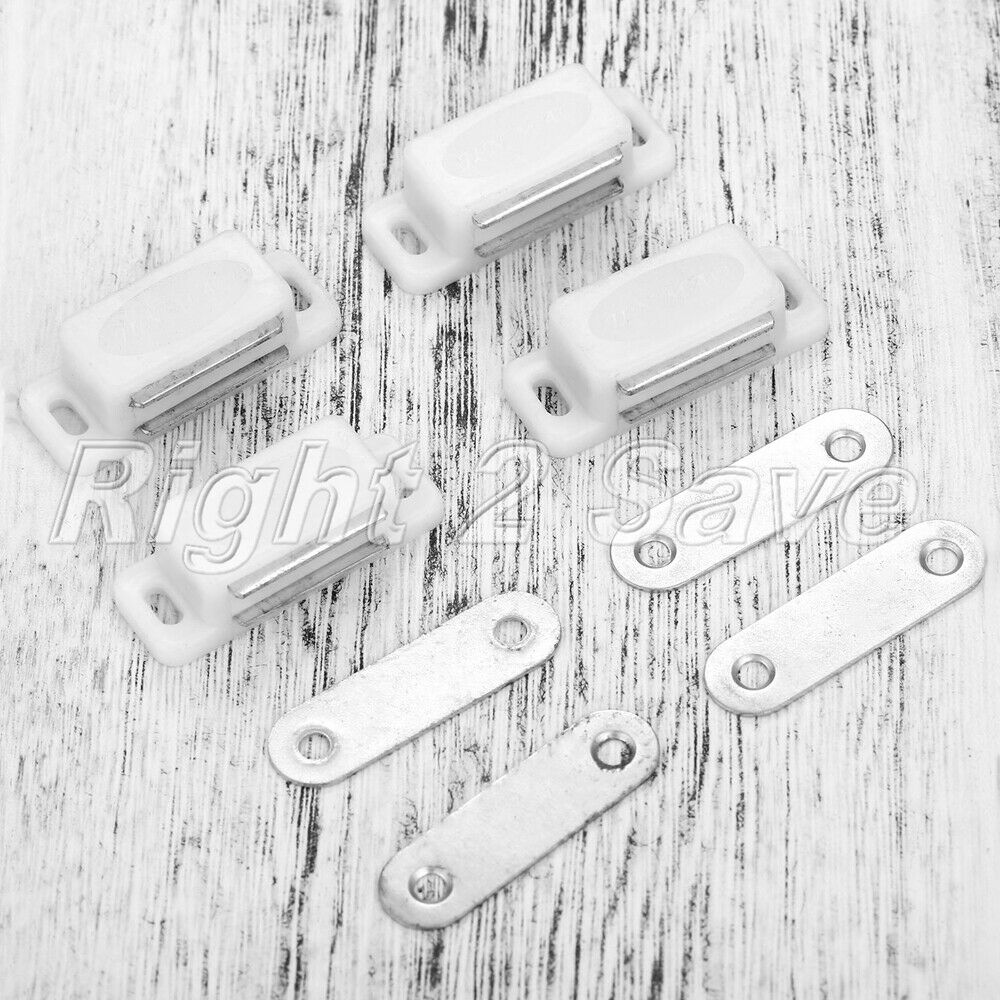 4pcs White Magnetic Door Catches Kitchen Cupboard Wardrobe Cabinet Latch Catch