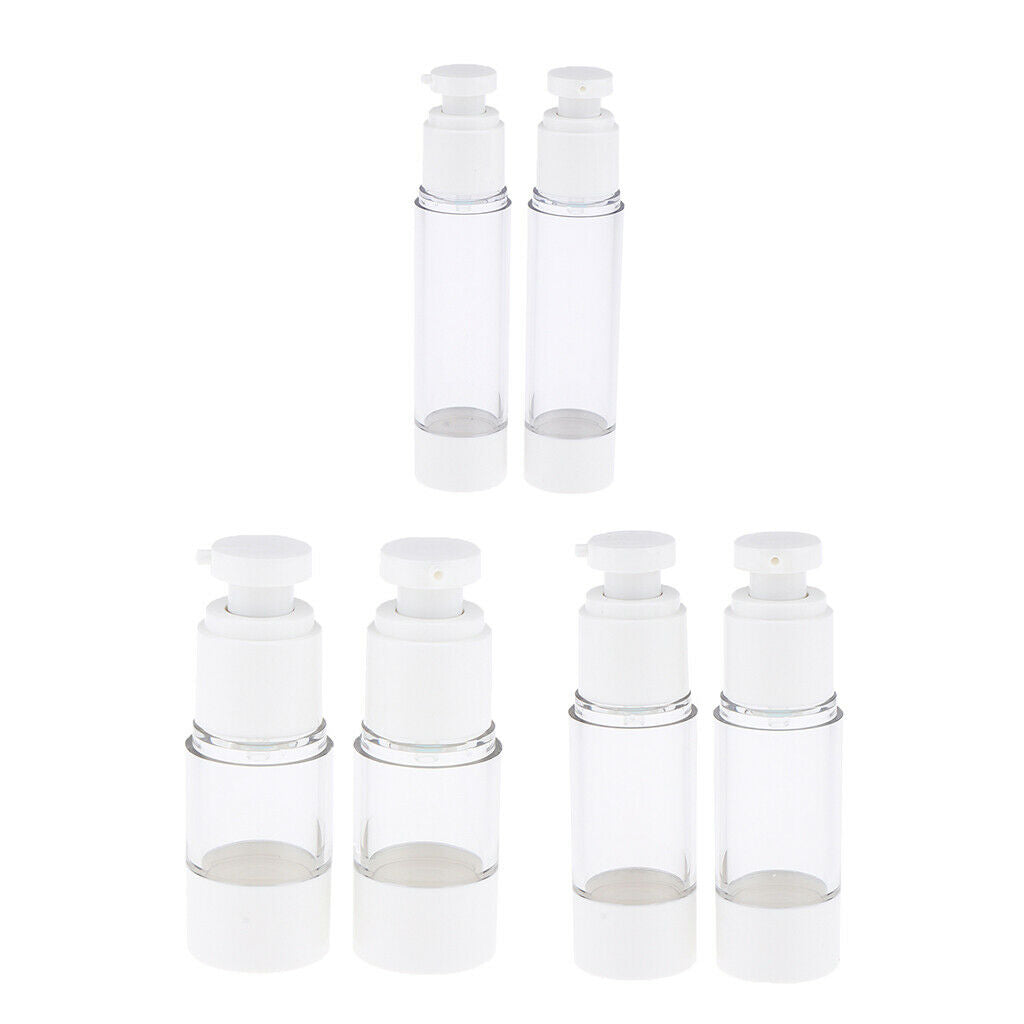 2X Empty Refillable Essence Vacuum Bottles Cosmetic Sample Containers 15ml