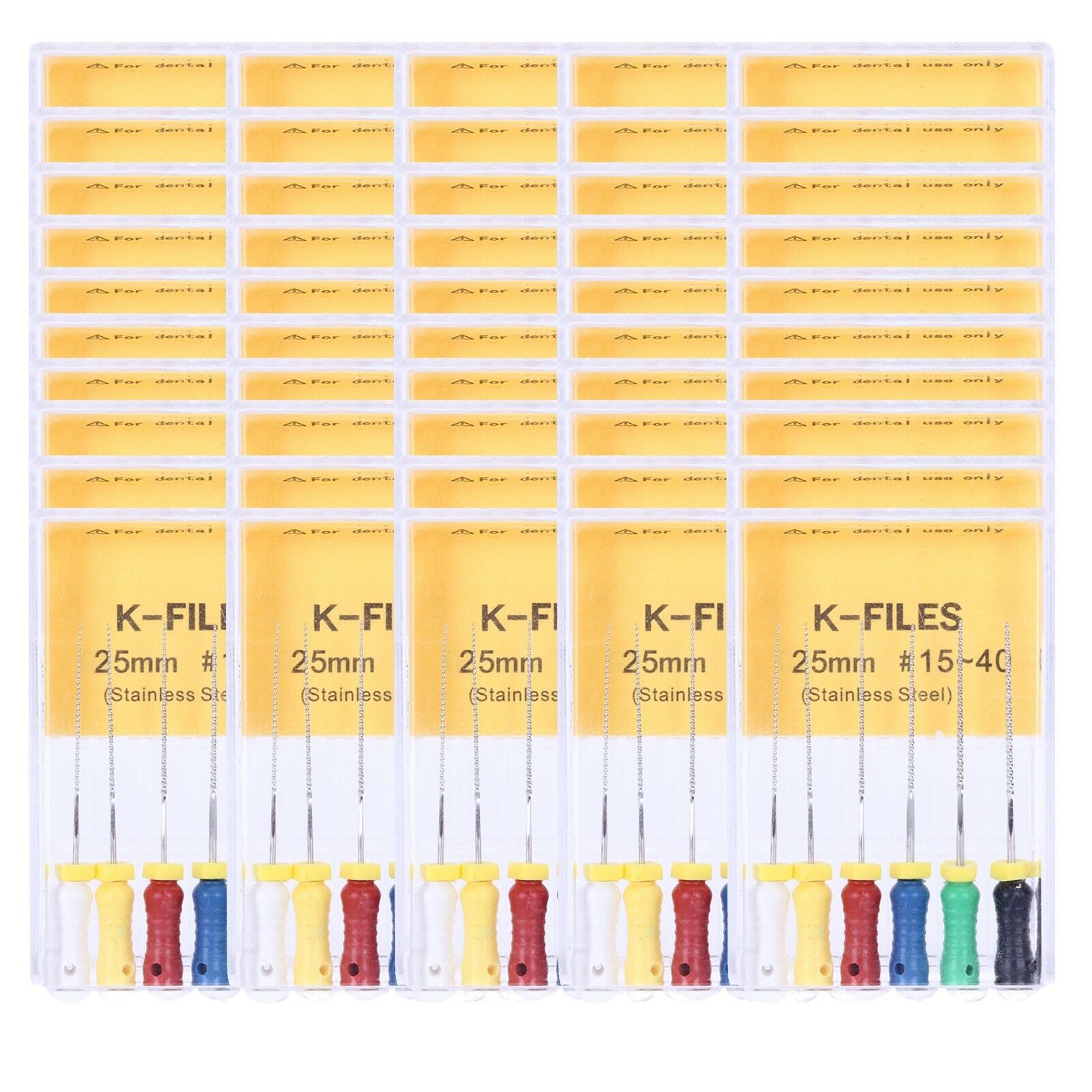 50 Boxes Dental K-FILES 25mm #15-40 Stainless Steel Endo Root Canal File Hand