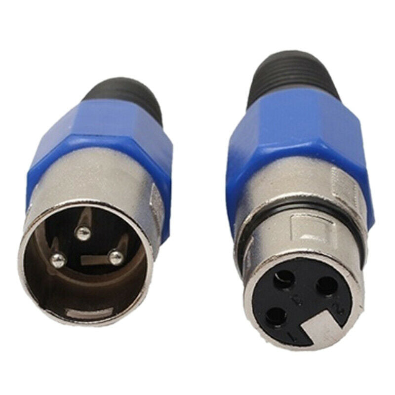 1 Pair XLR 3-Pin Blue Microphone Male/Female Connector Metal Housing V,.l8