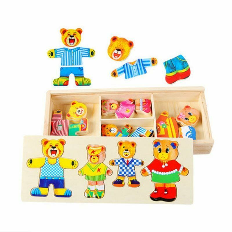 DIY Wooden Bear Jigsaw Puzzle Game Kids Educational Toys Gift Children Funny Kt