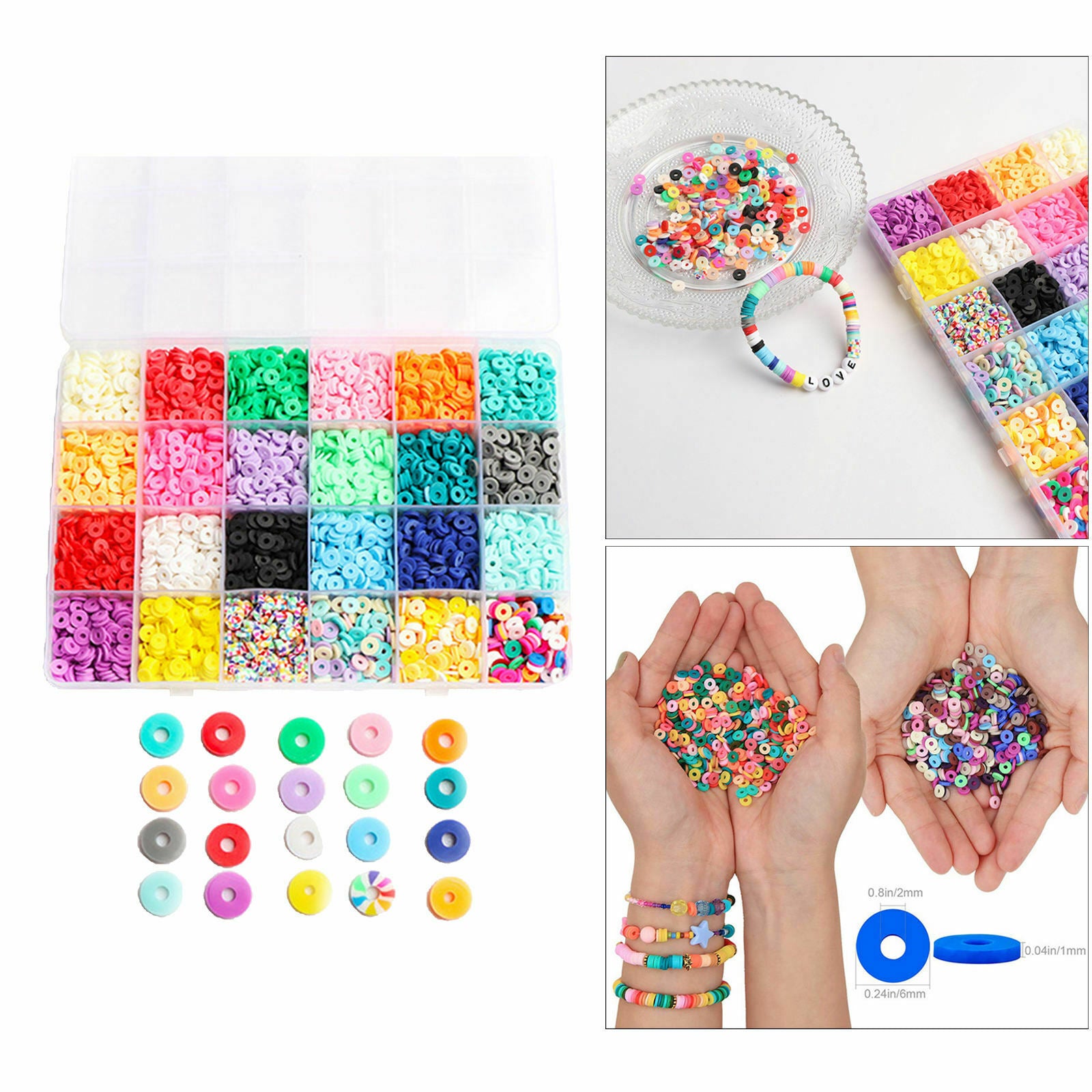 Polymer Clay Spacer Beads 6mm Letter Circle Beading Jewelry Making for Rings