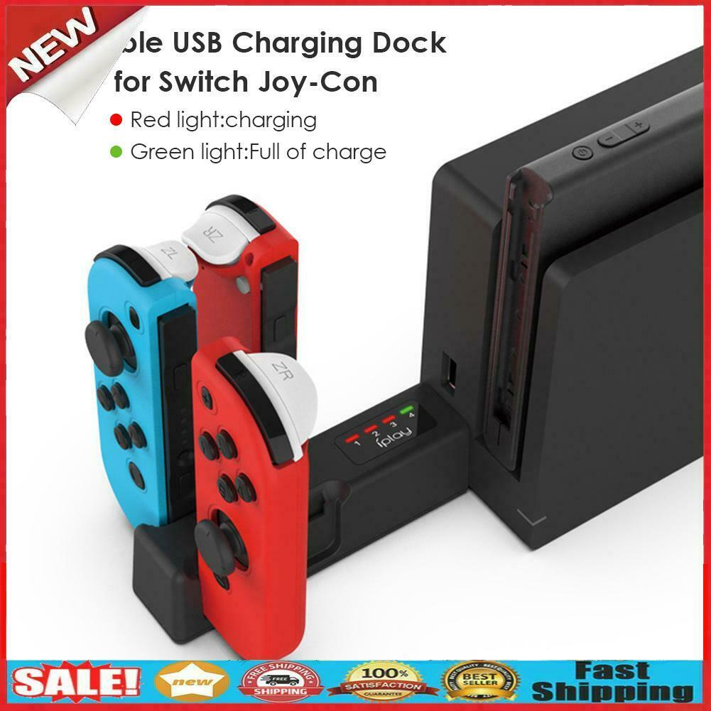 4 Port Joy-Con Controller Charging Dock for Nintend Switch with Indicator @