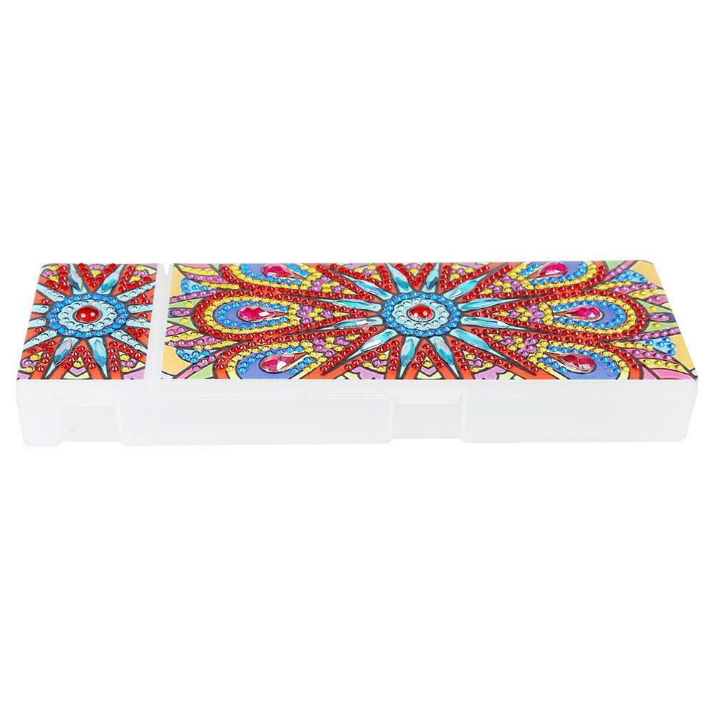 DIY Mandala Special Shaped Diamond Painting 2 Grids Students Pencil Case @