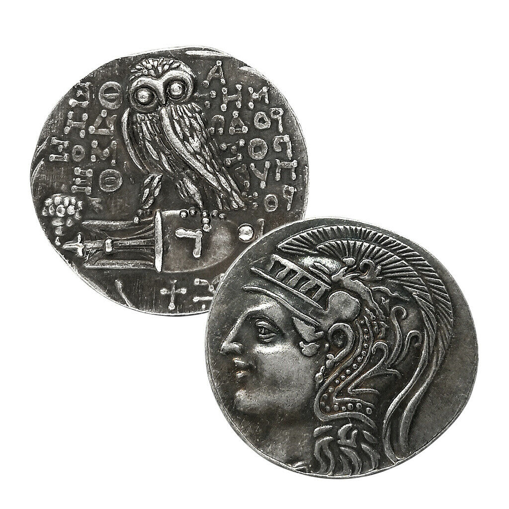 2 Pieces Commemorative Coin Engraved Owl And Greek Goddess Symbol of Wisdom