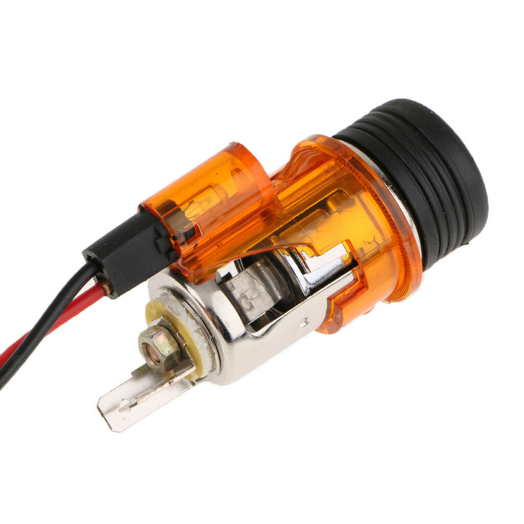 12V Car Cigarette Lighter Socket Plug Outlet Assembly Flash Light Orange