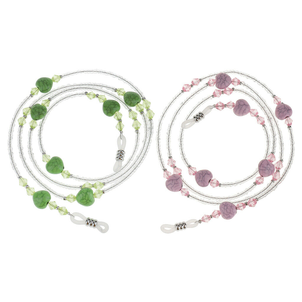 2Pcs Eyeglass Glasses Cord Holder Necklace Eyewear Sunglass Neck Strap Chain