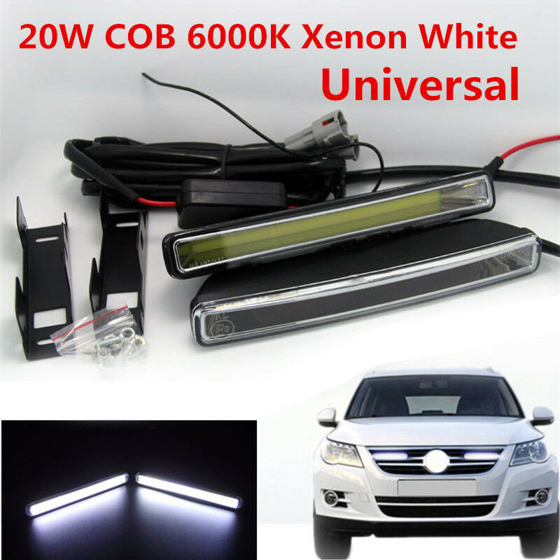 2x DRL White COB LED Daytime Running Driving Lights Fog lamps kit 6000K Xenon