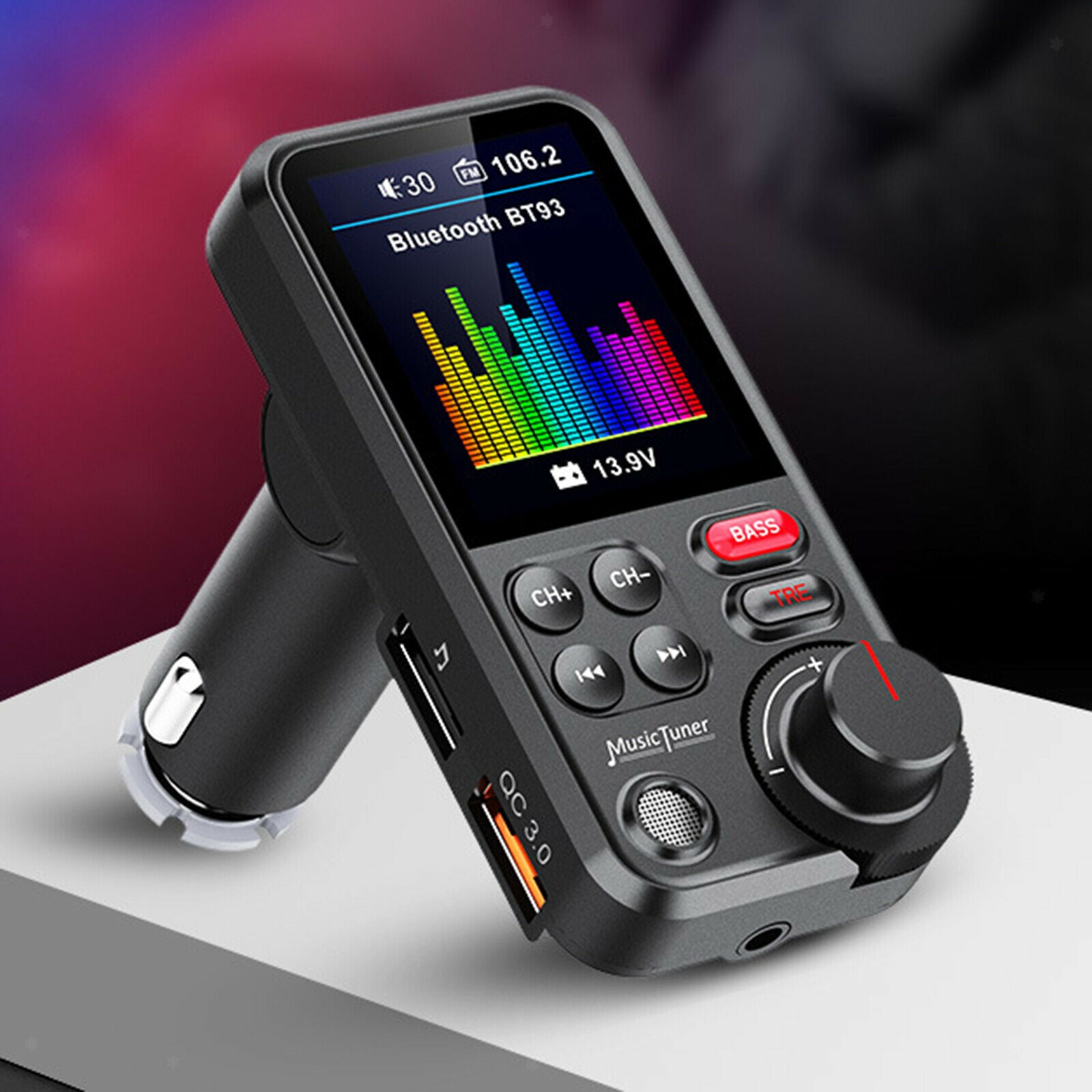 Car FM Bluetooth Transmitter High Bass Equalizer MP3 Player USB Charger