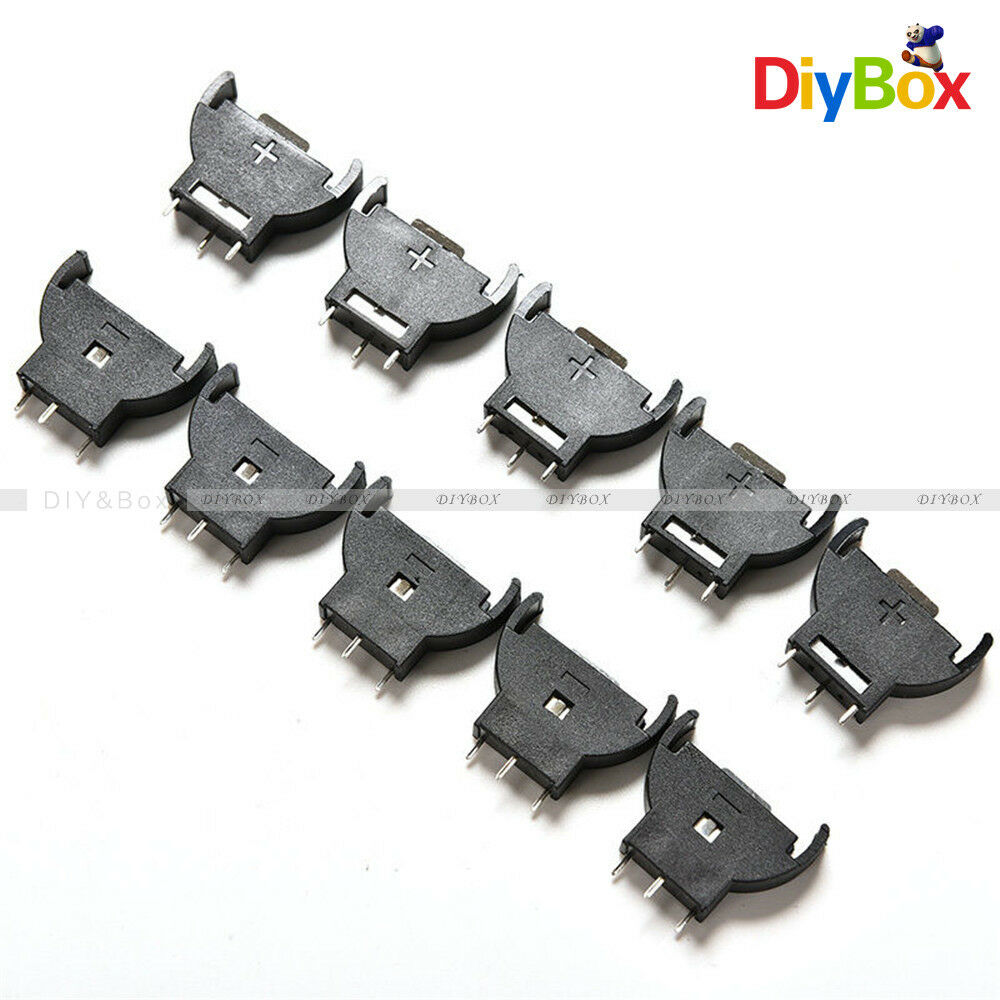 5PCS Black Plastic CR2032 Cell Button Lithium Battery Holder Sockets Case 3V