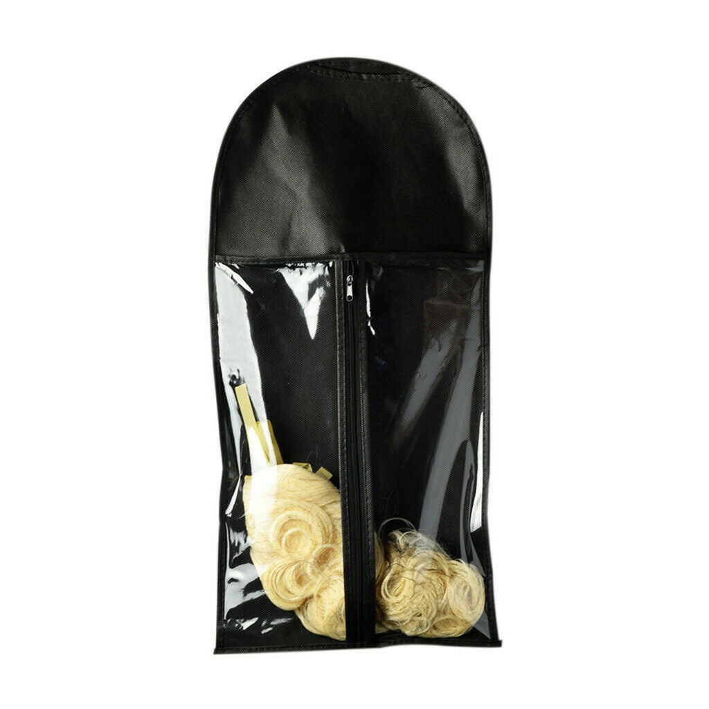 Portable Lightweight Plastic Dustproof Wigs Case Bag Hanger Zipper Closure
