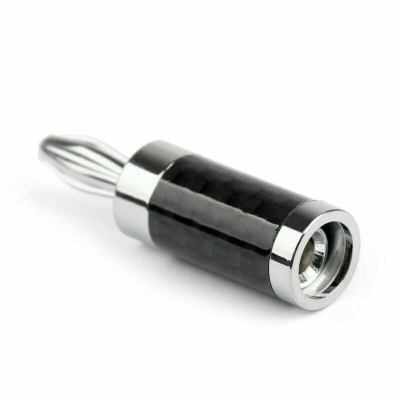 1Pair HIFI Rhodium Plated Carbon Fiber Speaker Cable Banana Terminal Plug B/R