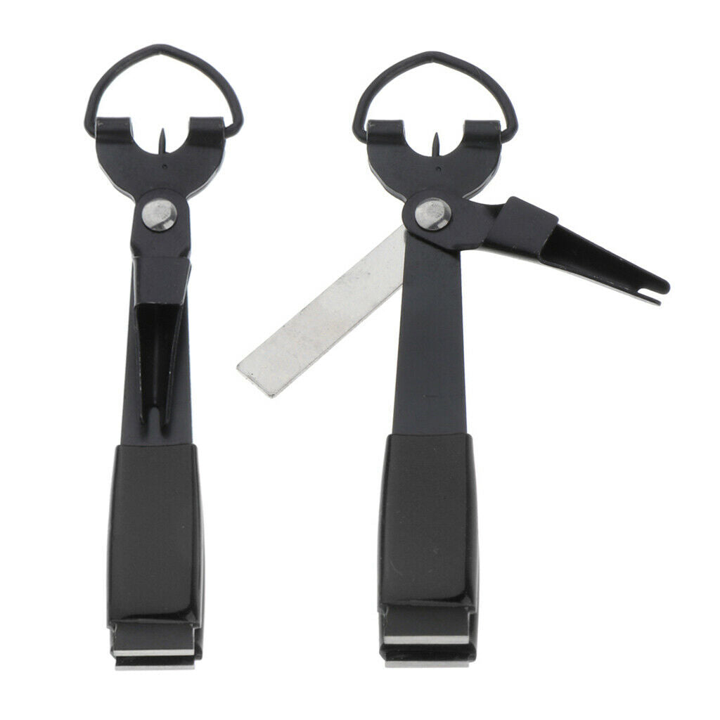 2pcs Quick Knot Tool 4 in 1 Fly Fishing Clippers Line Nipper Tying Tackle Black