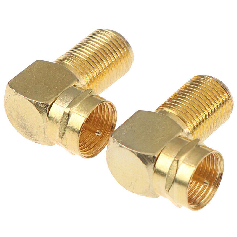 1Pc Copper F Male Plug to F Female Jack Right Angle Adapter 90 Degree Coa.l8