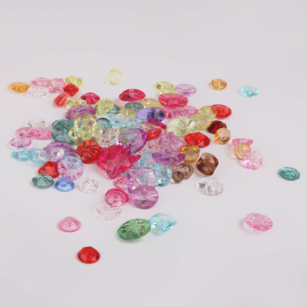 100x Mixed Acrylic Transparent DIY Sewing Buttons Scrapbooking Card Making