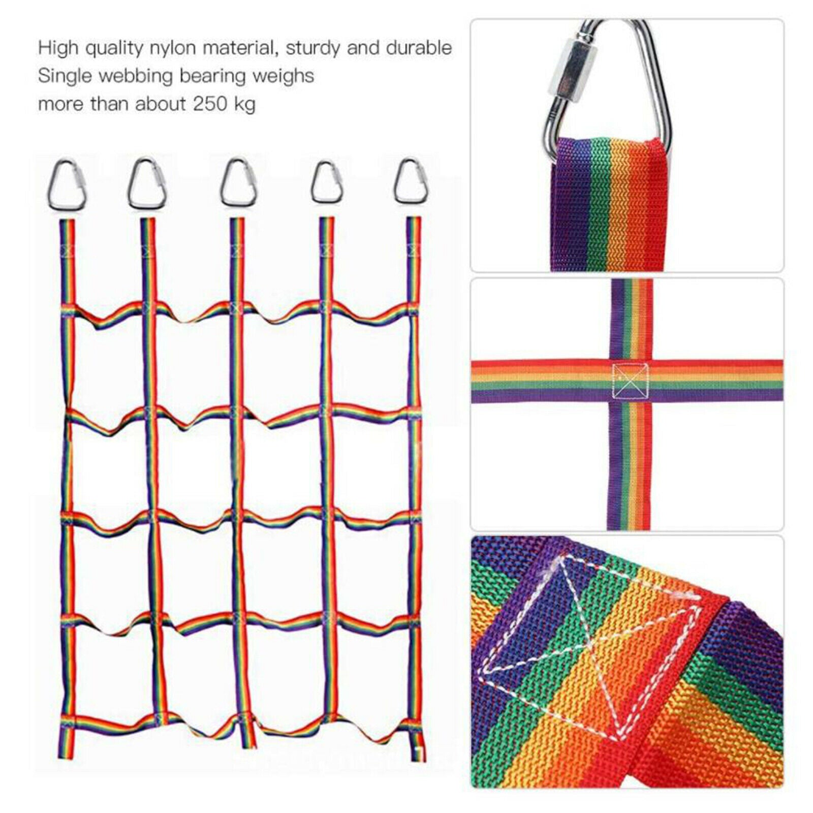 Nylon Kid's Climbing Net Rope Ladder Jungle Gyms Equipment 250KG Capacity