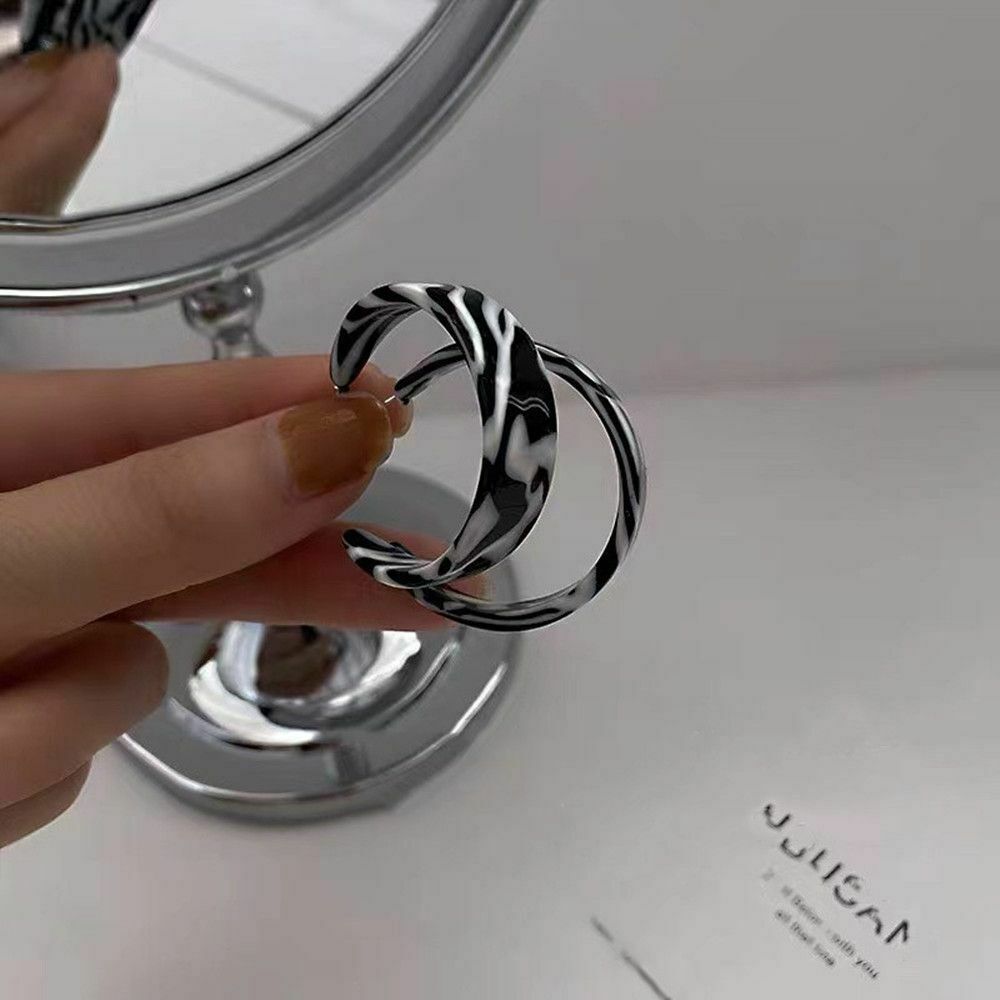 Geometric Women Stud Earrings Zebra Stripes C-shaped Jewelry Retro Hoop Earring