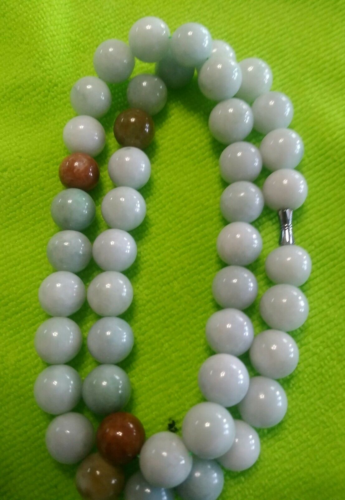 10mm Certified Green Yellow 100% Natural A JADE JADEITE Bead Beads Necklace AAA