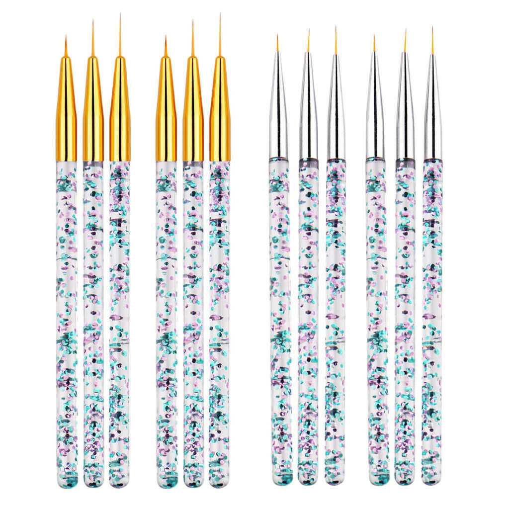12x Super Fine Nail Art Liner Striping Brush Set for Thin Lines Tiny Details