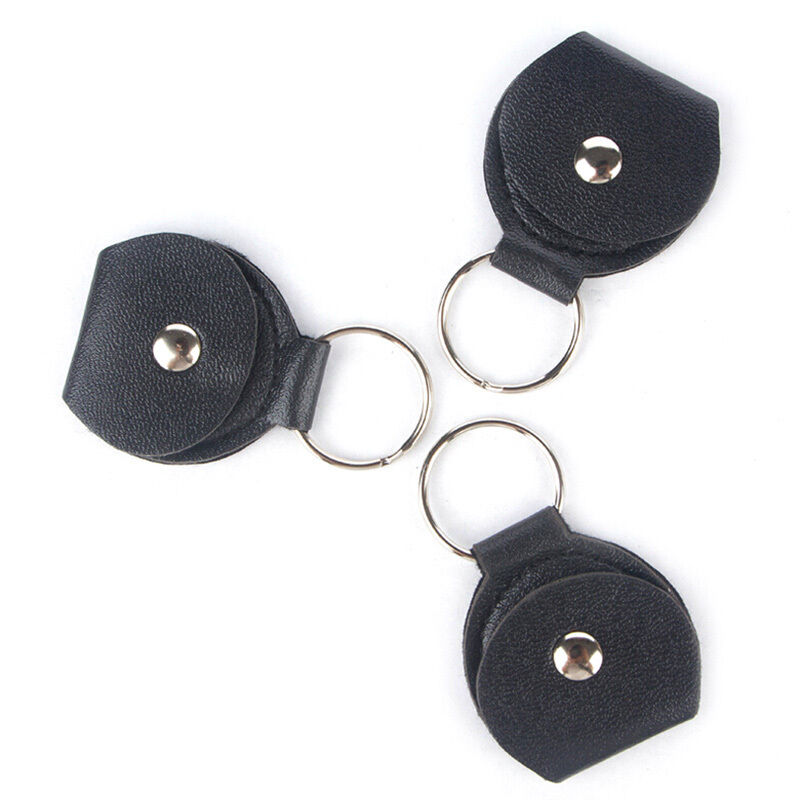 New Guitar Picks Holder Case Keychain Black Leather Plectrum Case Bag 1X G.l8