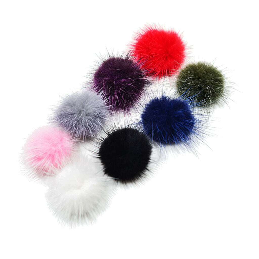 8pcs Mini Fur PomPom KeyChain Bags Hair Bulb Pendants for women Lovely Fluffy