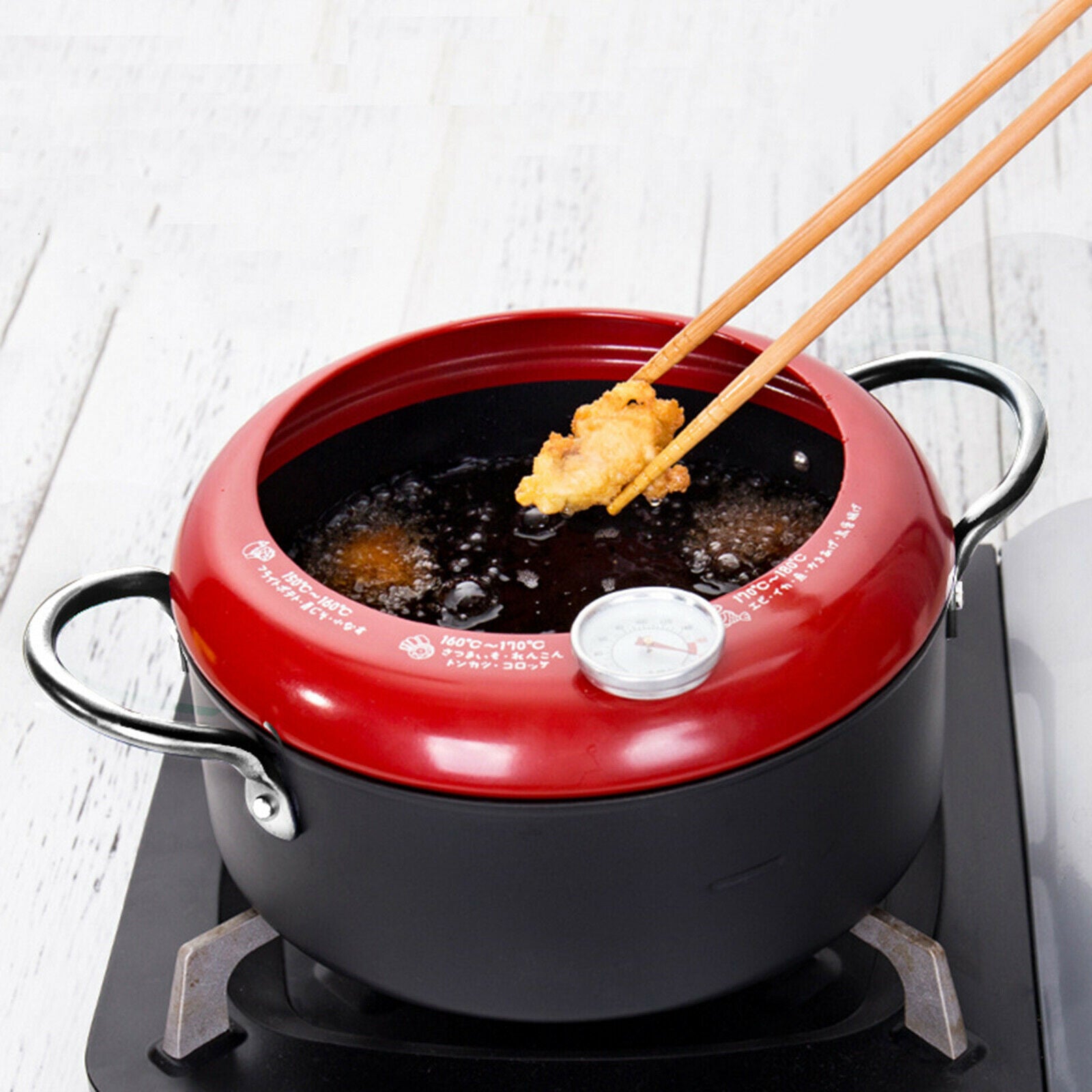 Non-stick Mini Deep Frying Pot Temperature Controllable Tempura Fryer Pan