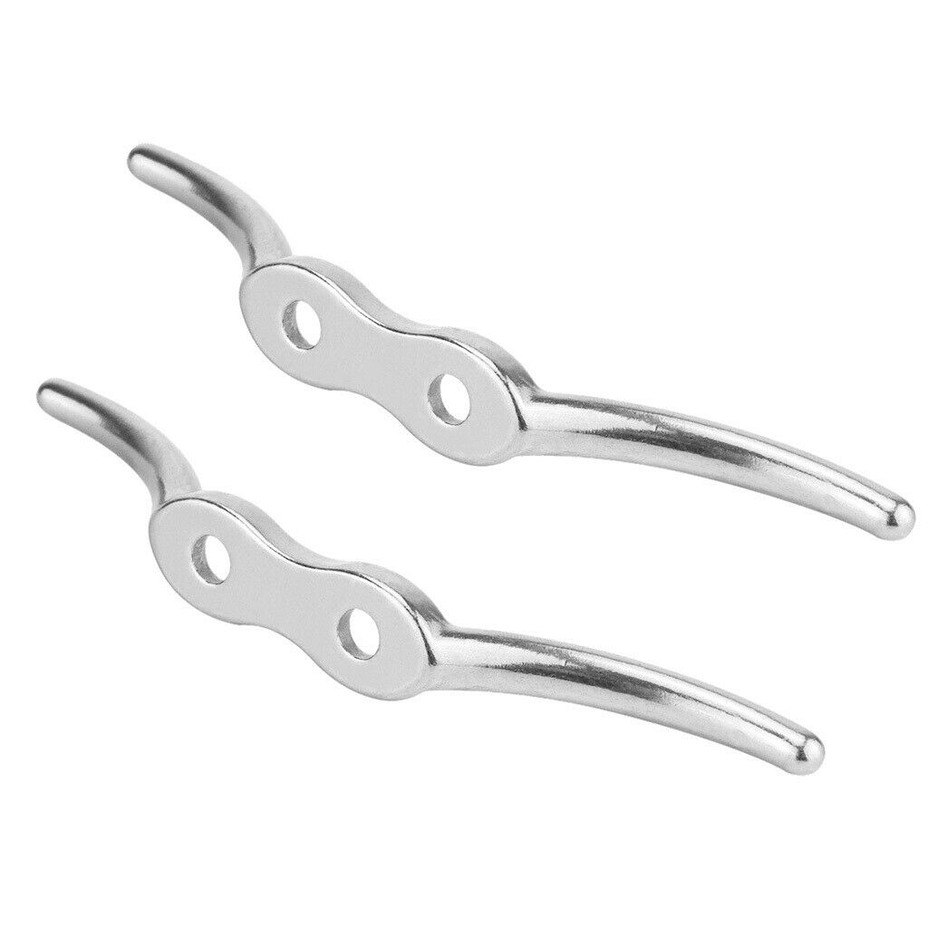 2 pack Marine 316 Grade Stainless Steel Rope Cleat 4" Boat Deck or Flagpole Hook