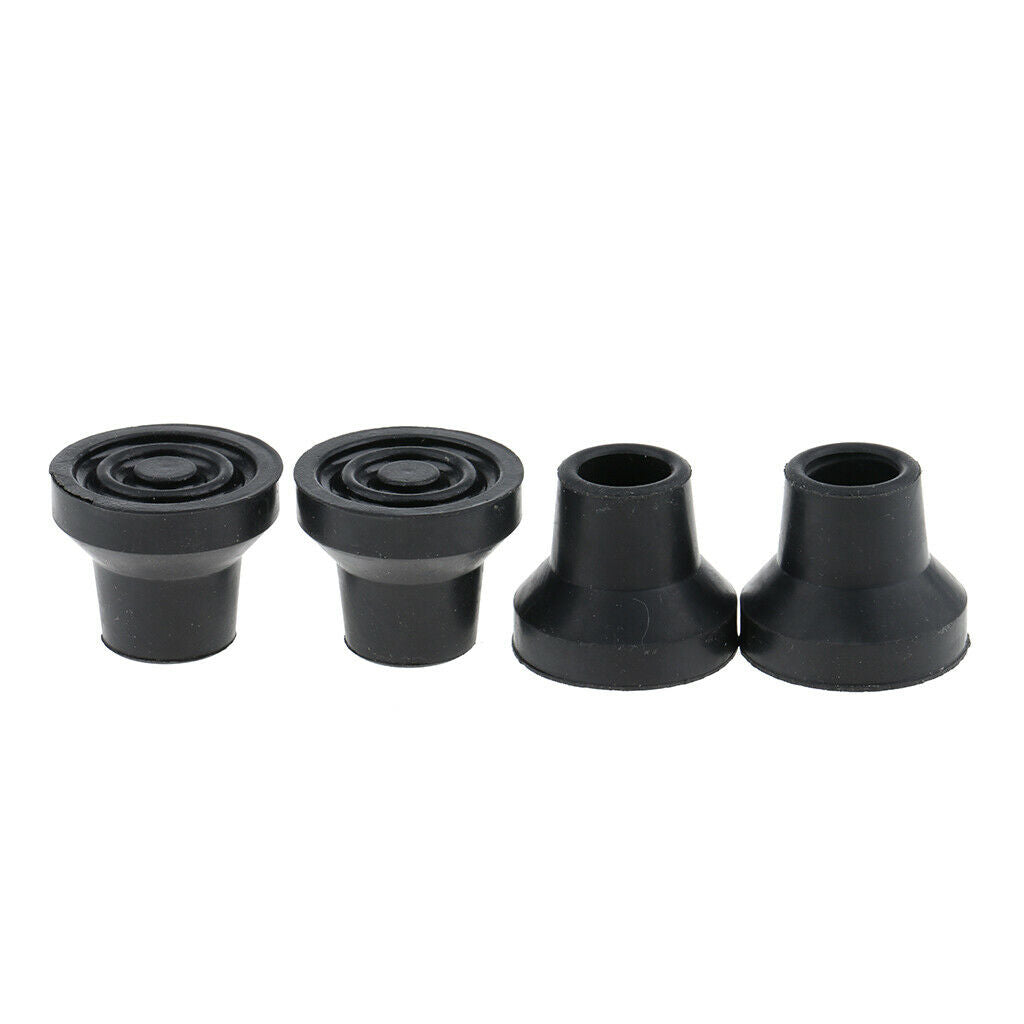 4pcs Anti-Skid Rubber Crutch Cane Walking Stick Tips Pad Black 16mm