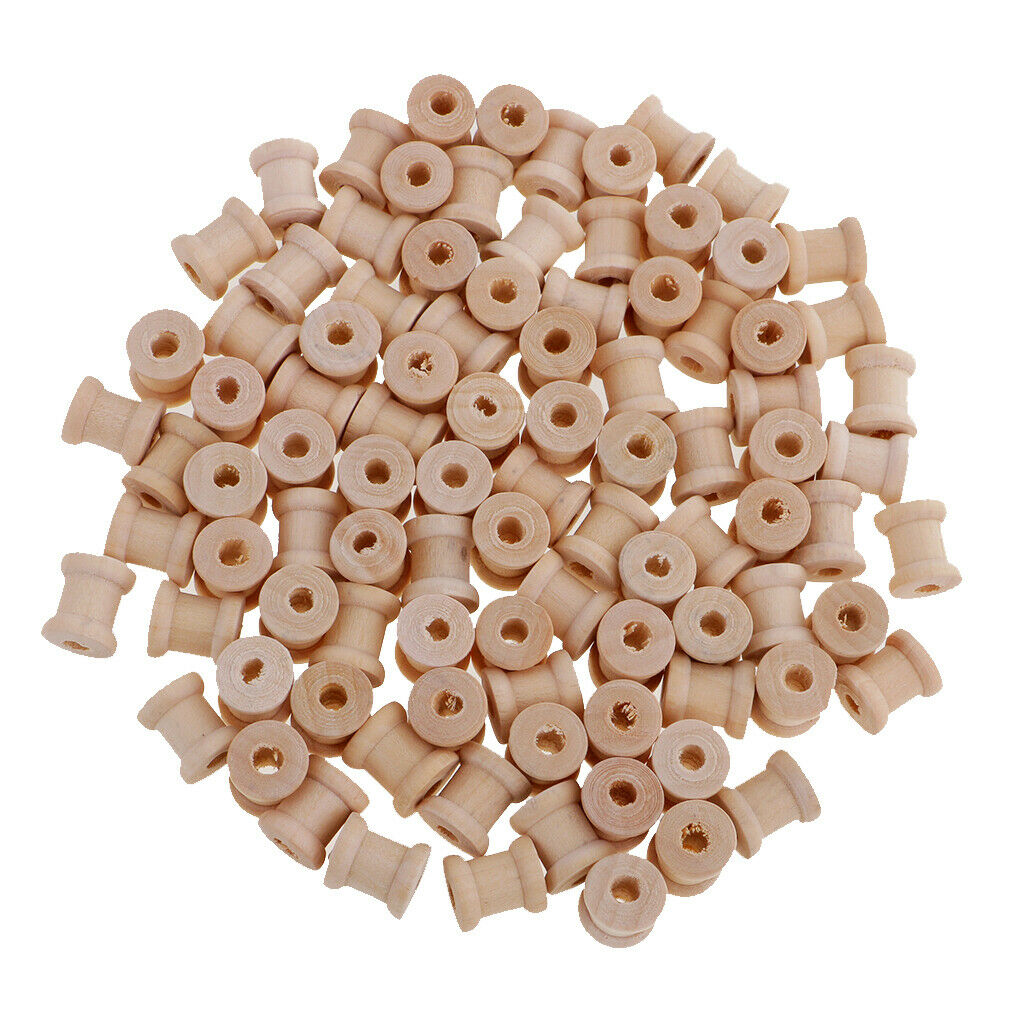 Set of 100 Wooden Sewing Tools Empty Spools Sewing Notions for Thread Trims