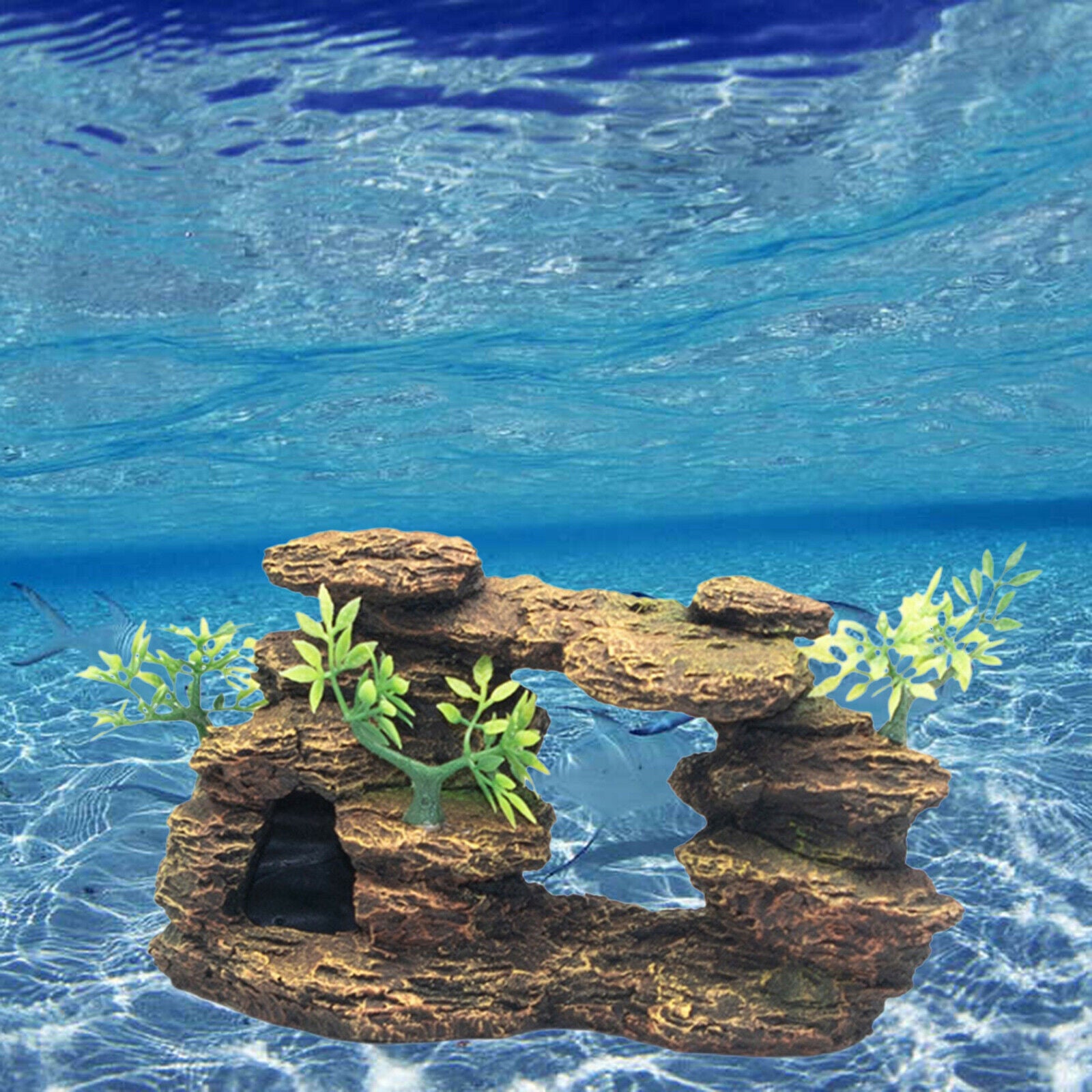 Natural 18x11cm Aquarium Mountain Ornament Fish Tank Decor Betta Crab Cave