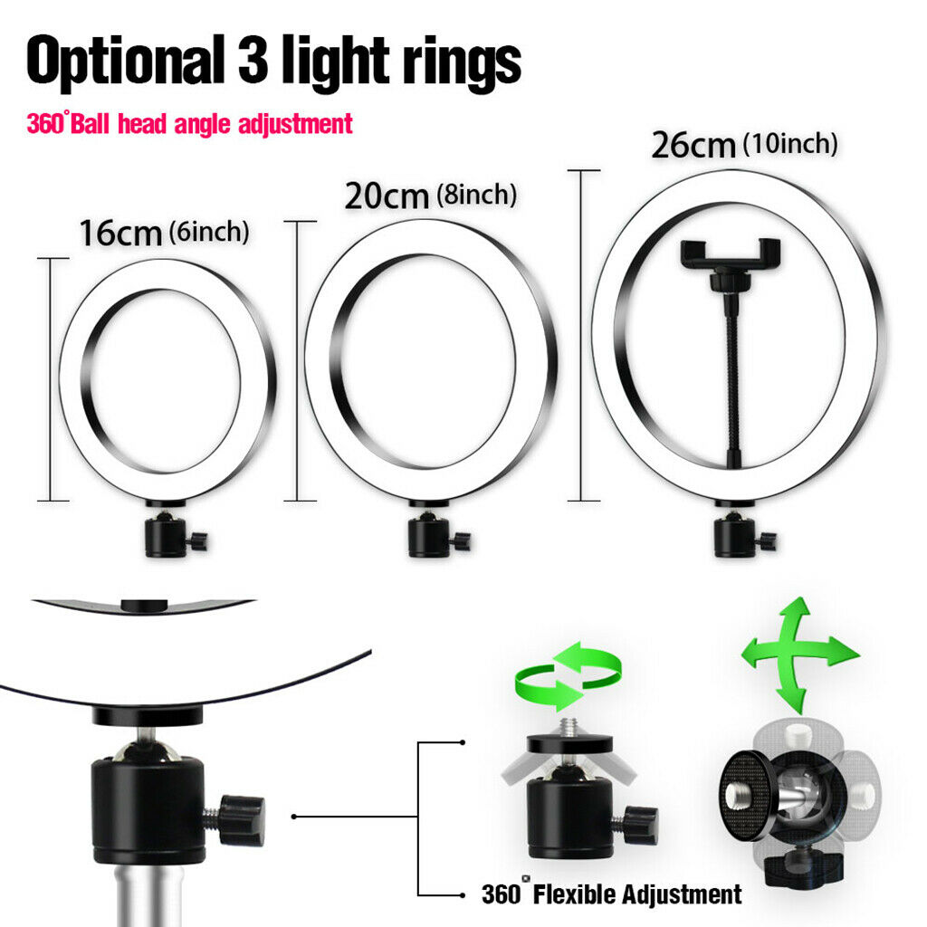 LED 10" Ring Light Tripod Stand Cell Phone Holder for Live Stream Camera