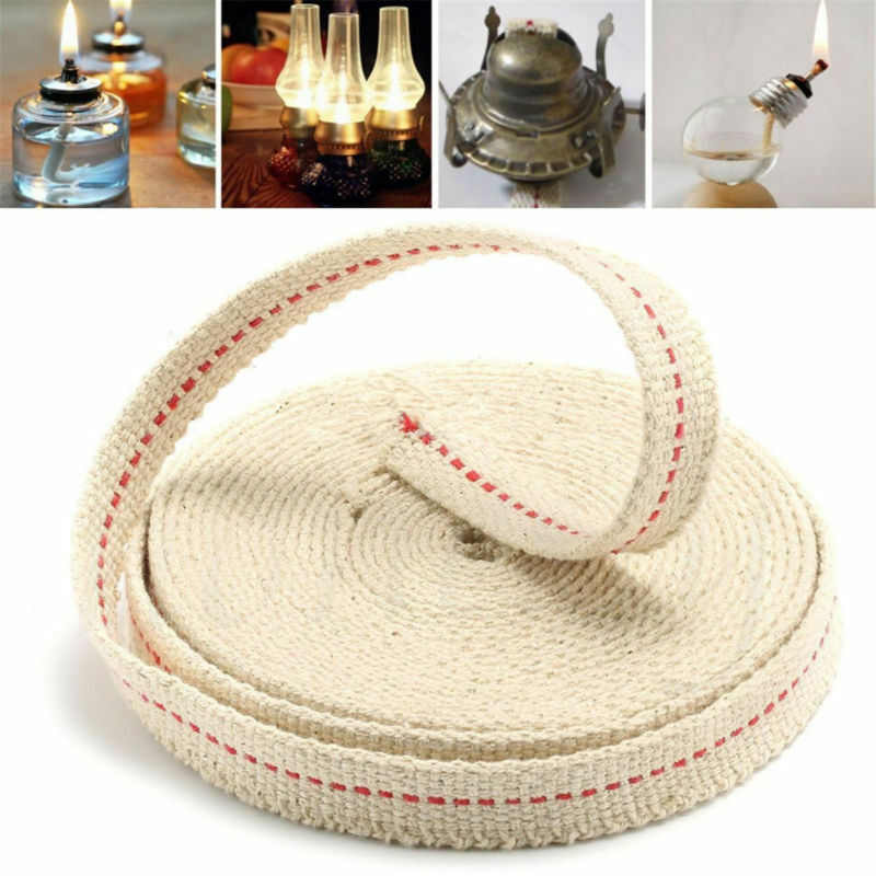 5PCS 1M White Flat Cotton Oil Lamp Wick Roll For Oil Lamps and Lanterns 10mm