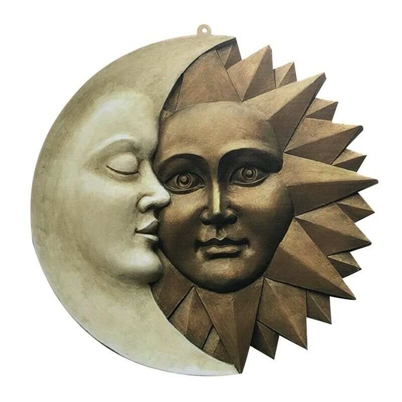 Sun and Moon Wall Sculpture Celestial Icons of Astronomy Garden Decor OutdooW8C3