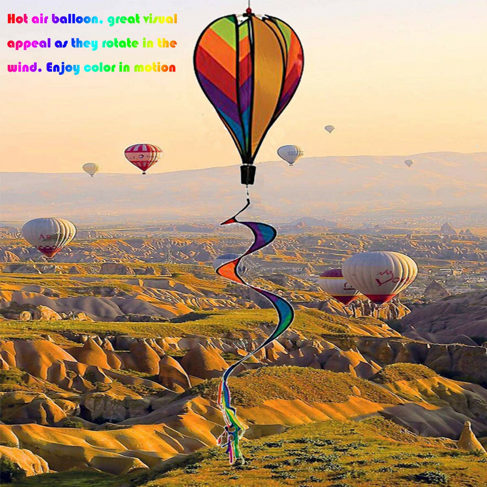 16.92in Rainbow Hot Air Balloon Wind Balloons Garden Lawn Decor Kids Outdoor