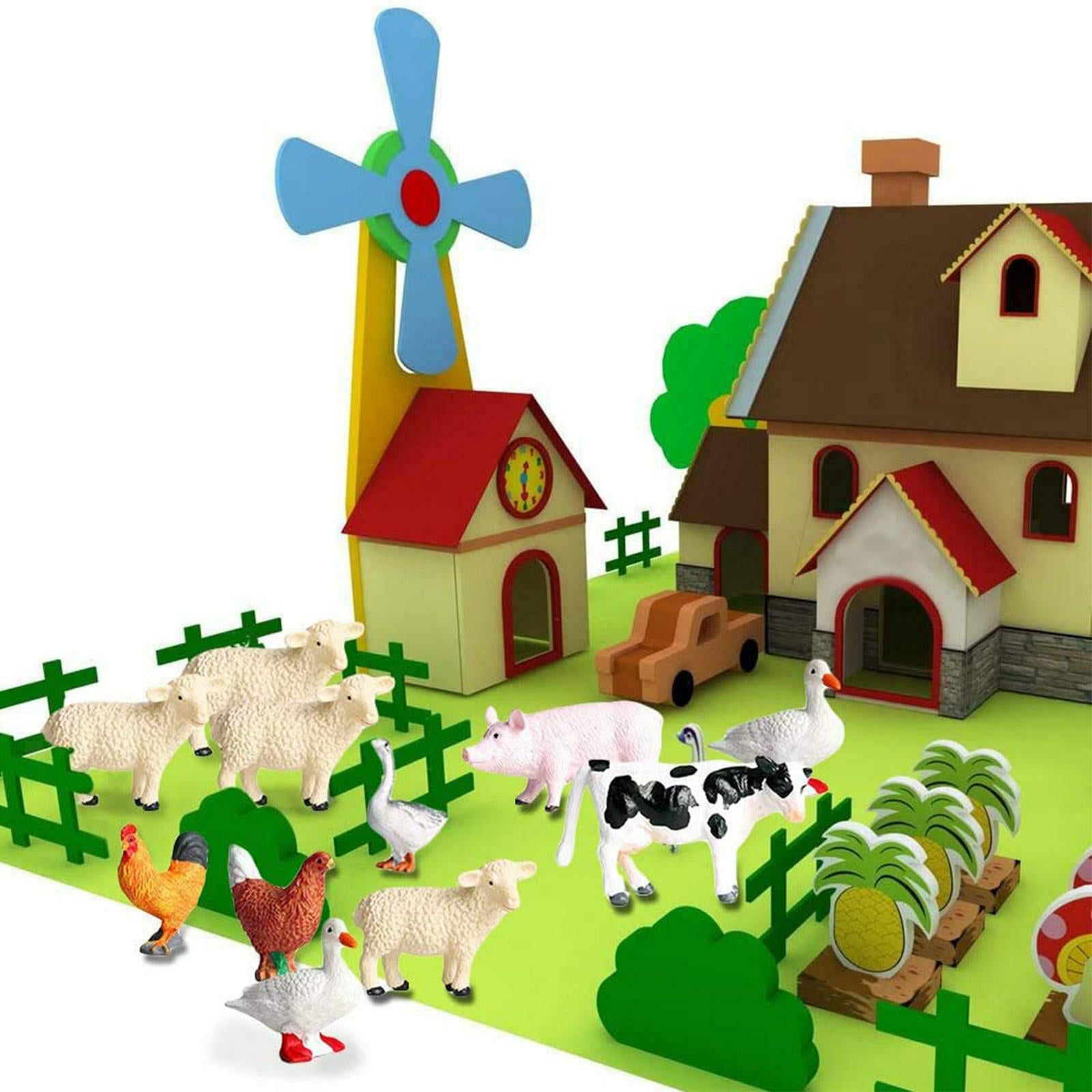 12pcs/set Farm Animals Figures, Realistic Simulation Jumbo Domestic Animal Toys