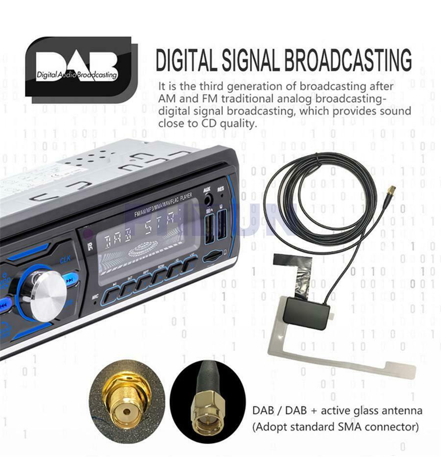 60W Single 1 Din Car DAB+ RDS FM AM Radio Stereo AUX Audio MP3 Player Bluetooth