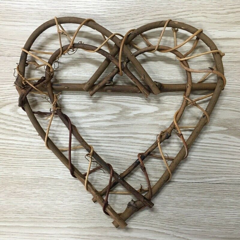 Christmas Rattan Garland Wreath Heart-shaped Pendant Hanging Tree Ornament DIY