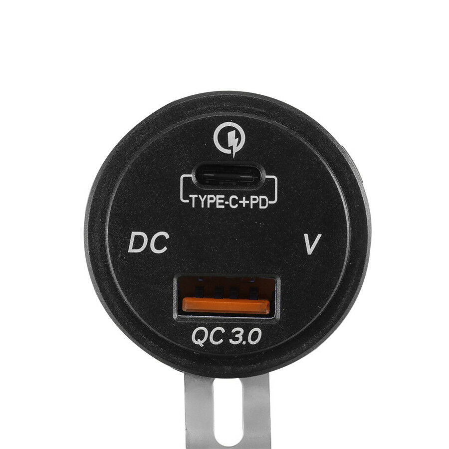 Car Truck 36W USB Type C Charger Socket with 5V/3A USB-C/Quick Charge 3.0 Ports