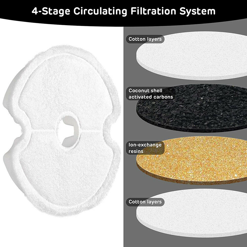 4pcs Water Dispenser Filter Element Pet Drinking Fountain Carbon Filters @
