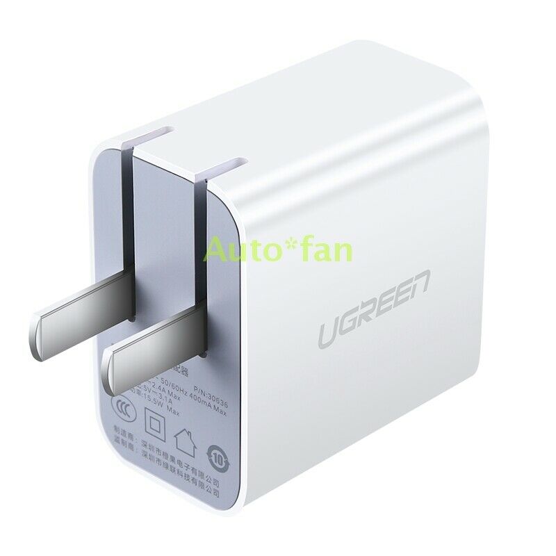 Dual Port Quick Charging Adapter Brand New UGREEN CD146 AC100-240V 3.1A 15.5W