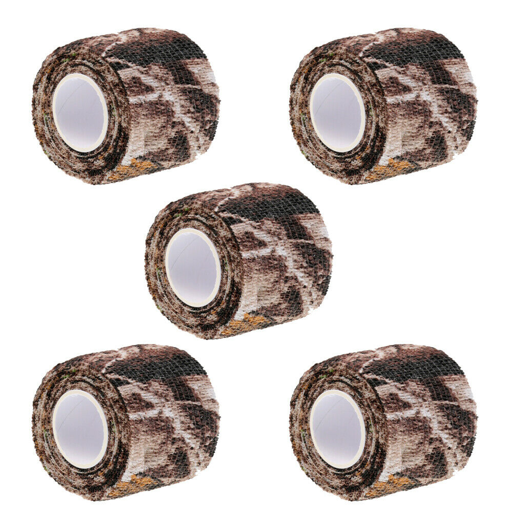 5 Pieces Outdoor Equipment Camouflage Tape Elastic Camo Tape 5cm 2.2m