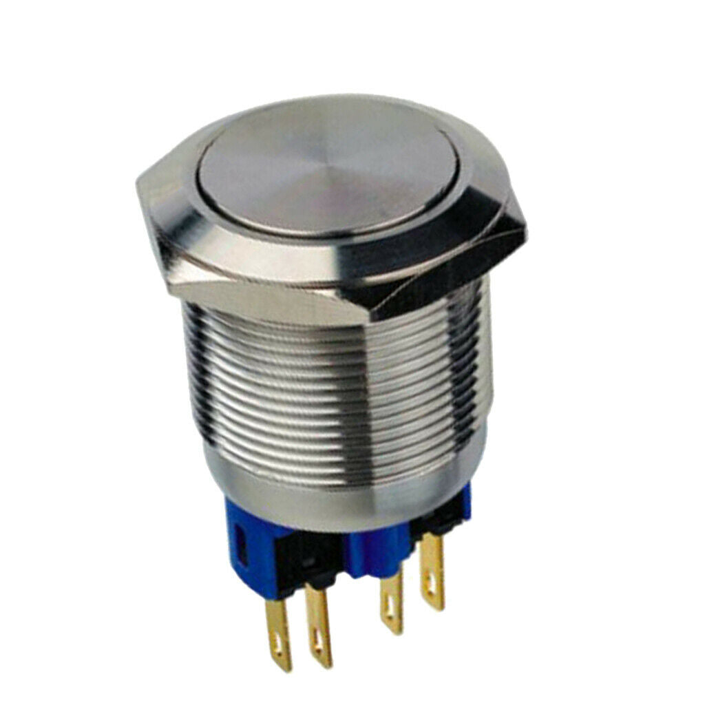 22mm 250V Falt Self-reset Stainless Steel Push Button Switch IP67 1NO1NC