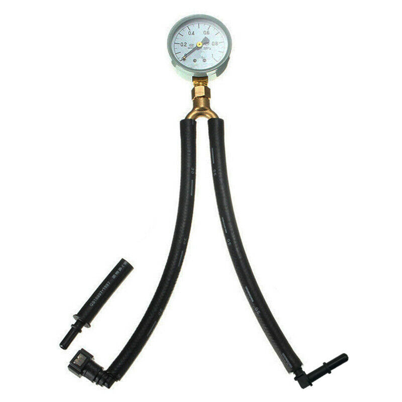 140PSI Car Fuel Pressure Tester Gauge Analogue Gasoline MPa Hose Adapter Kit NEW