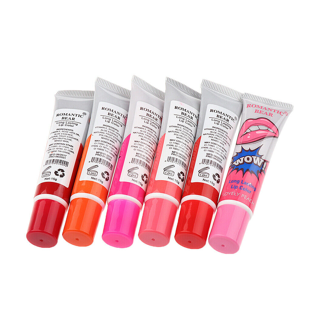 6x Peel Off Lip Gloss Makeup Long Lasting Lip Tint Color for Party Daily