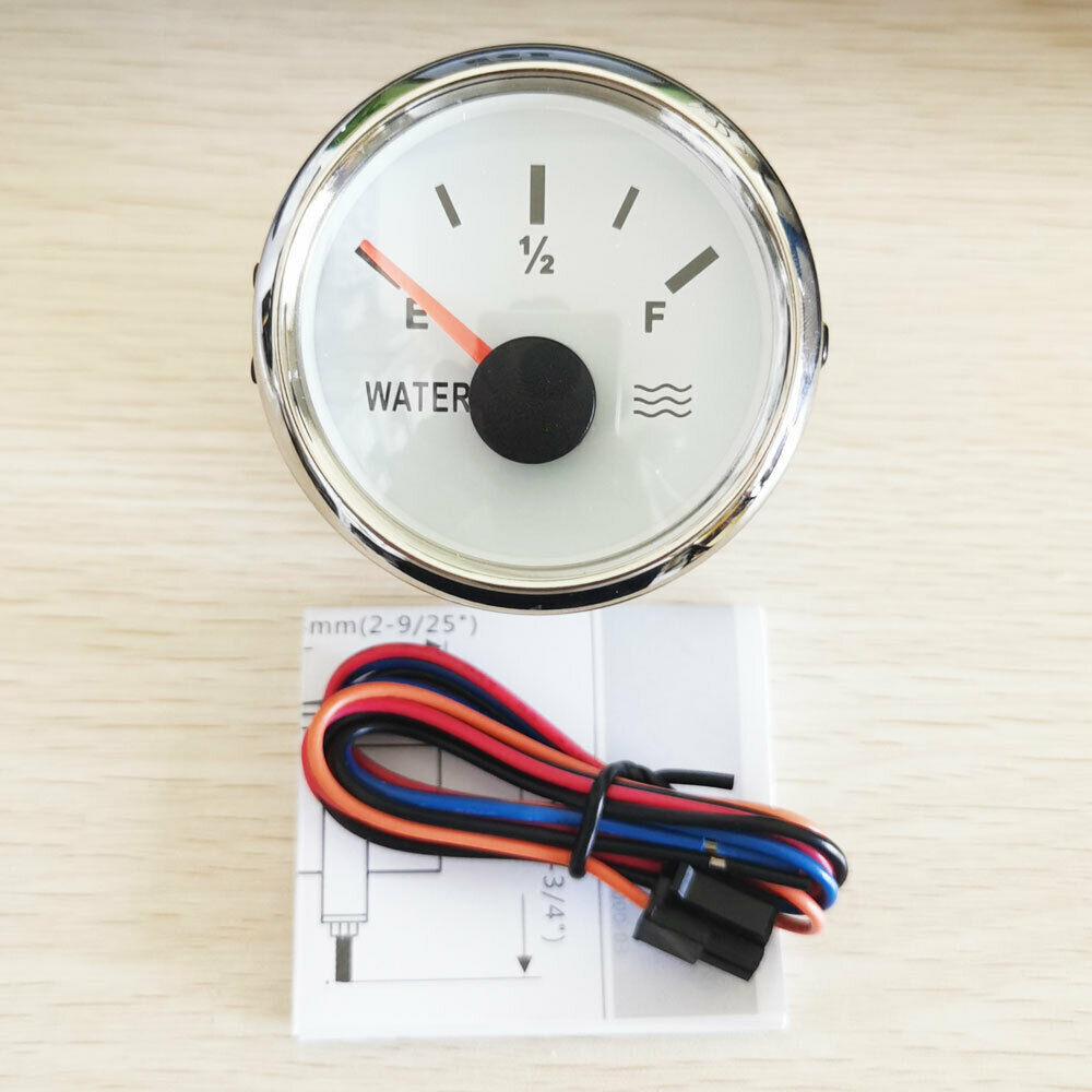 52MM White Water Level Gauge 240-33 ohms 9-32VDC For Car Truck Marine Motorcycle