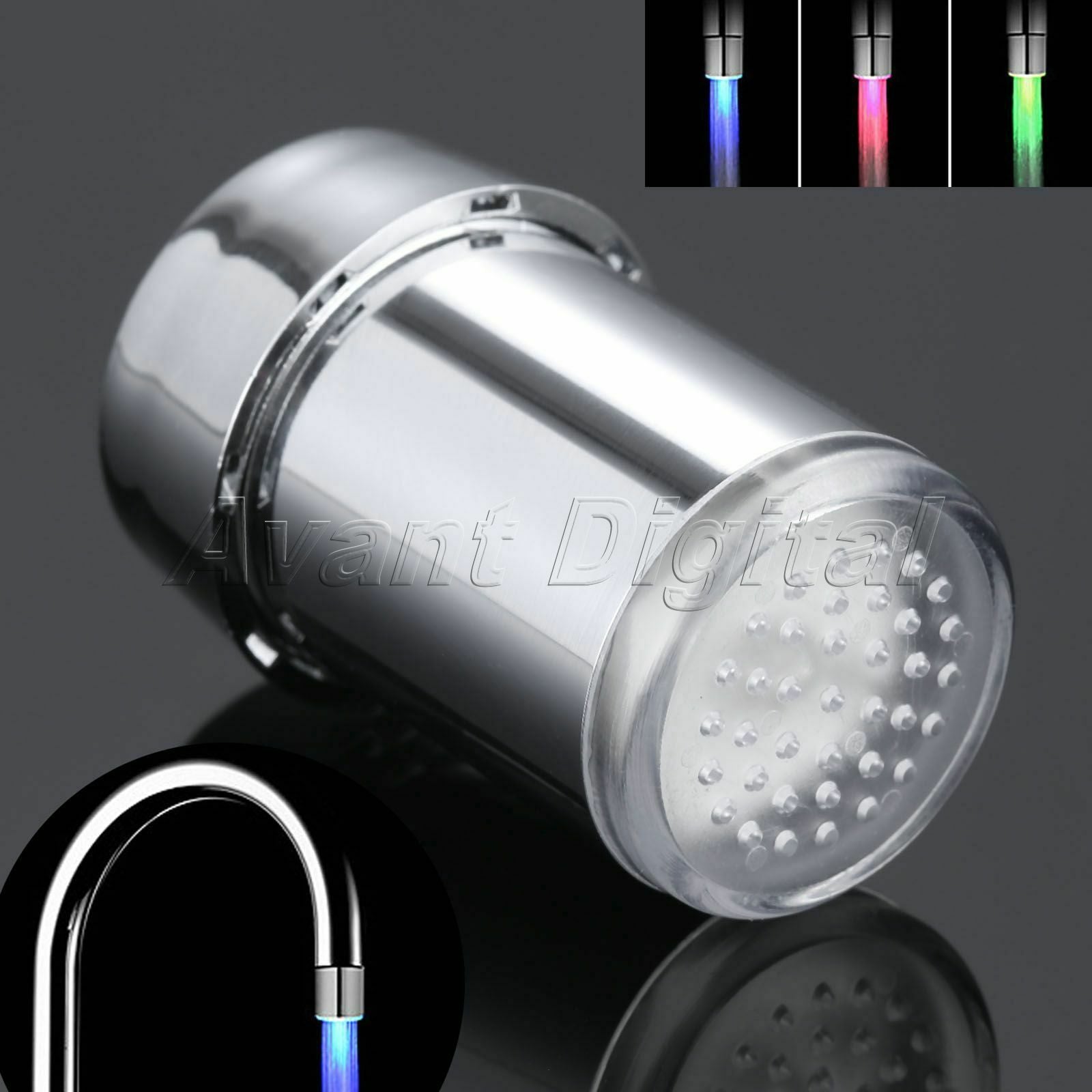 3 Color Changing LED Water Faucet Light Temperature Sensor ABS No Need Battery