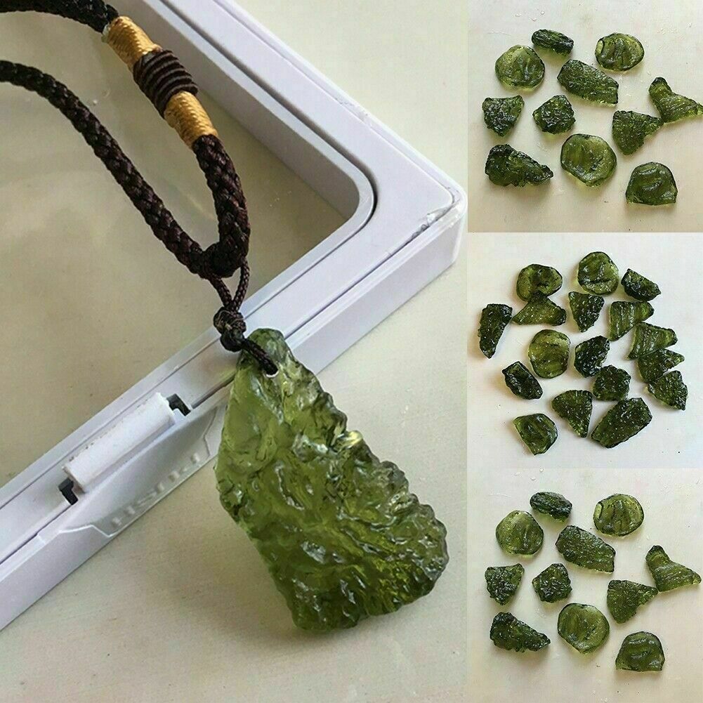 Natural Crystal Green Gem Moldavite Meteorite Glass Pendant Necklace Stone USA