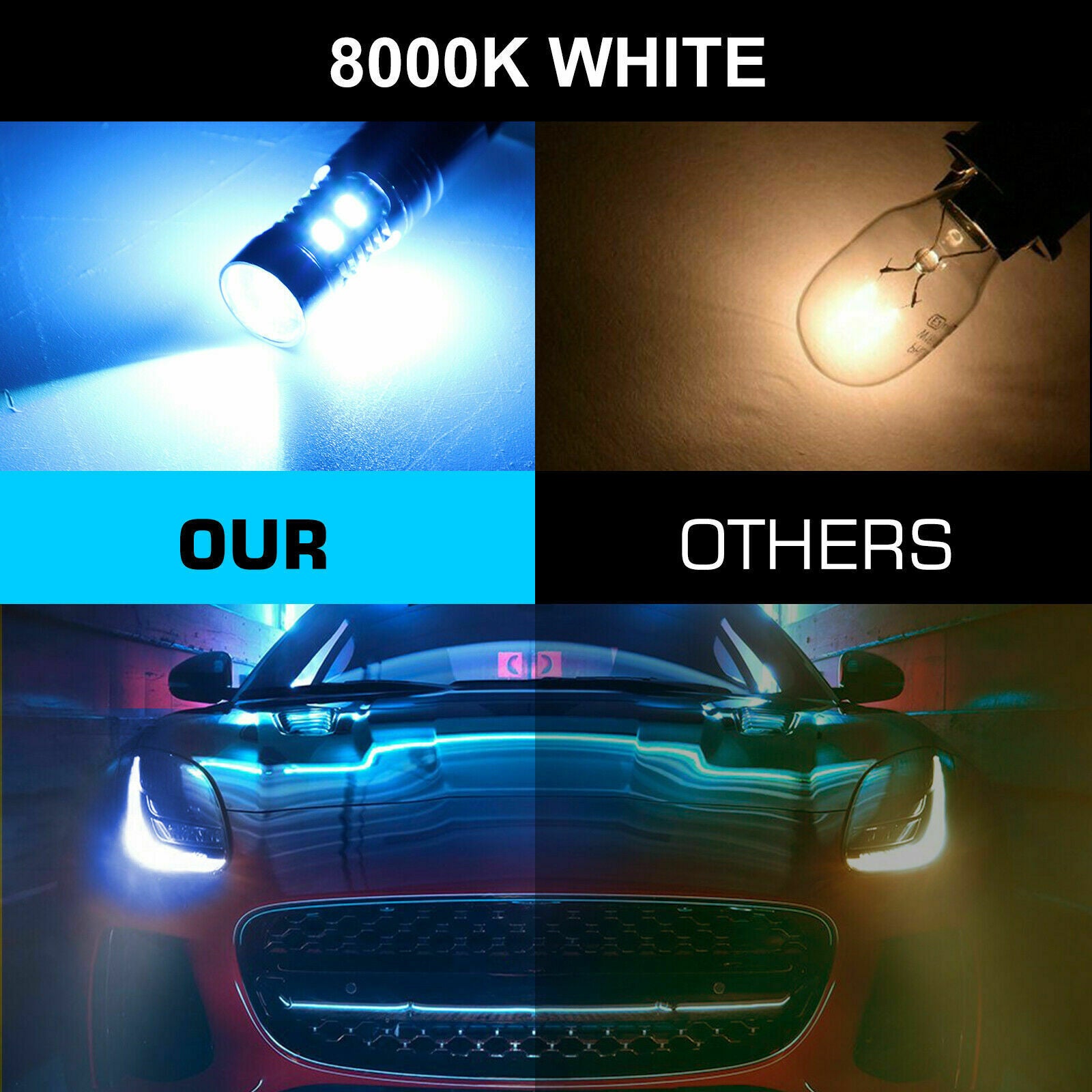 2X 8000K H1 100W HIGH POWER CREE SMD LED HEADLIGHT HIGH LOW BEAM FOG LIGHT BULBS