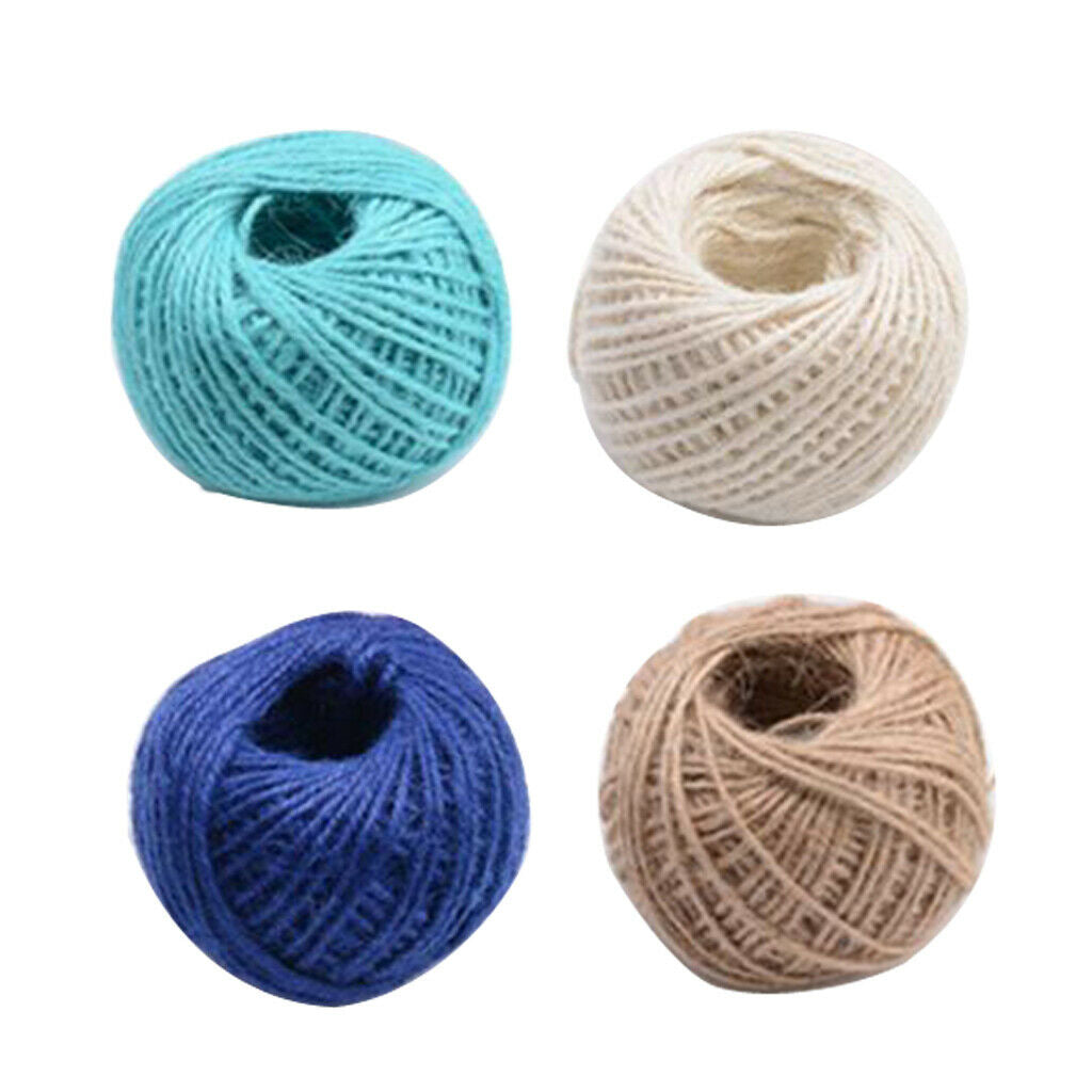 50M 2mm Colorful Natural Jute Twine Cord String Rope 2 Ply 4 Rolls DIY Craft